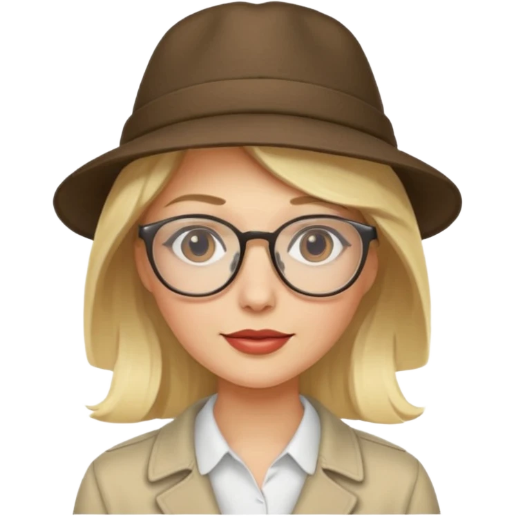 blonde woman with hat and glasses emoji