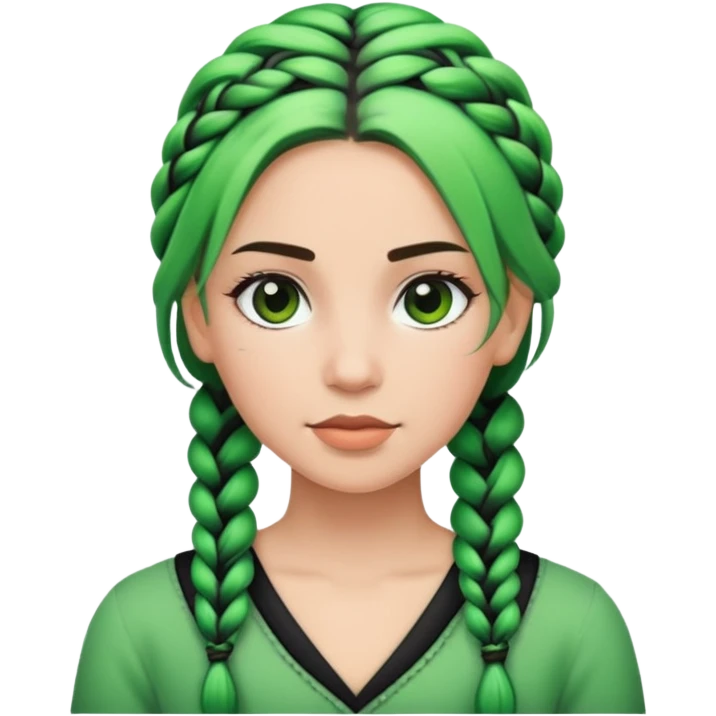 nữ, tóc tết lọn xanh lọn đen emoji