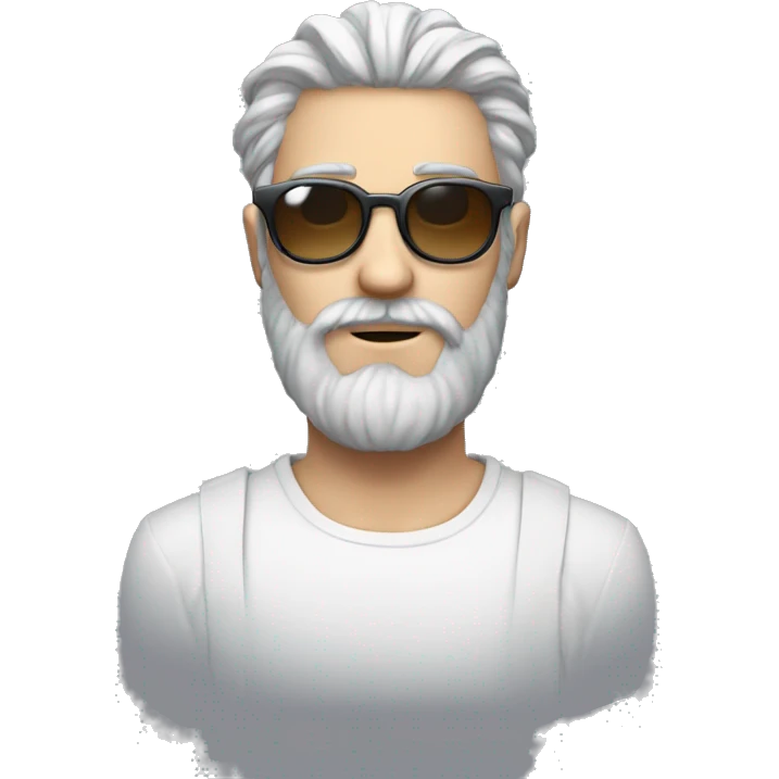 Homme blanc avec Crâne rasé, barbe pas trop grande, lunette de soleil grise aesthetic  emoji