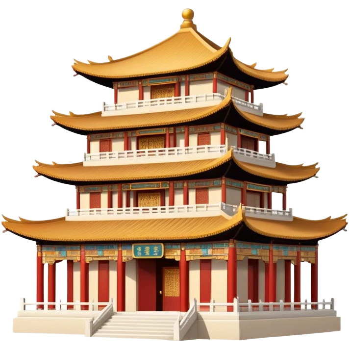 Chinese temple building, soft natural colors, standard emoji appearance emoji