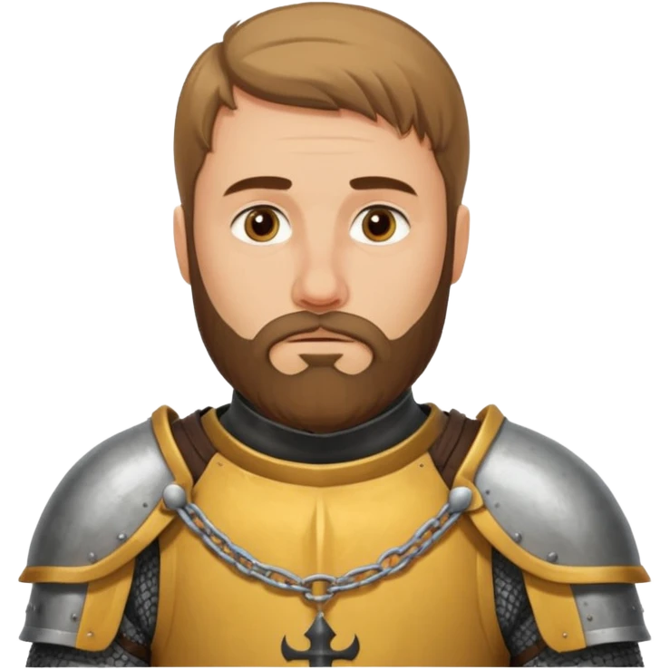Hazme el emoji de un caballero medieval con actitud muy masculina en diversos estados de animos de los caballeros teutonicos pensativo tocandose la barbilla con la mano emoji