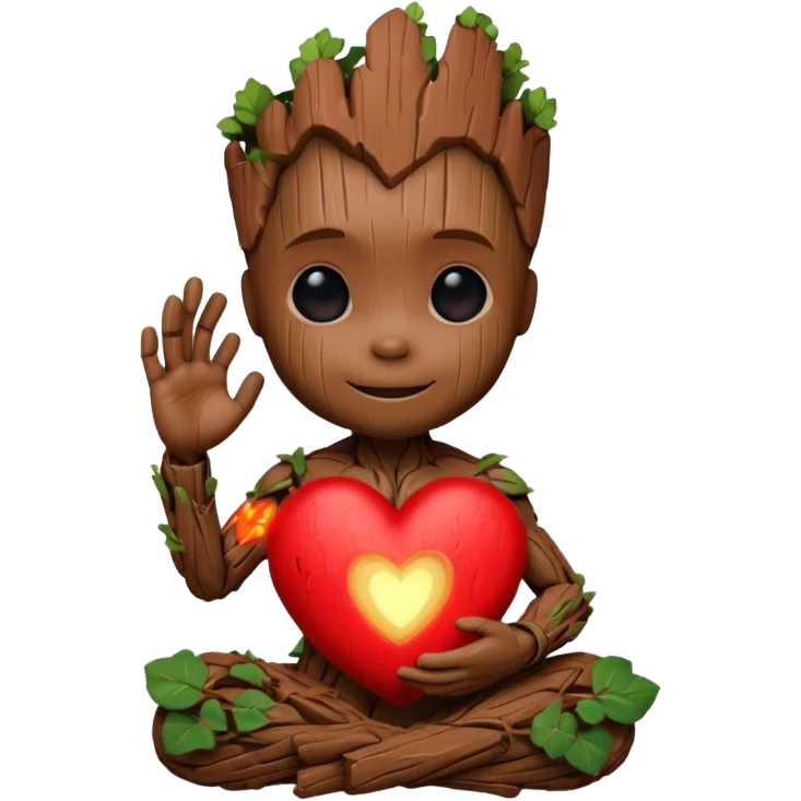 baby-groot with a hearth emoji
