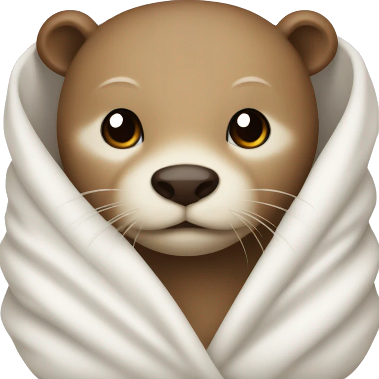 Light brown otter in a white blanket  emoji