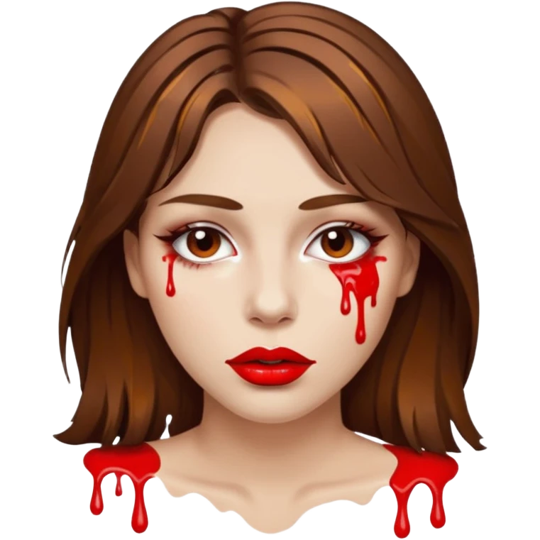 Brown Hair Woman , white paint , drip, face, hot  Sexy, lips emoji