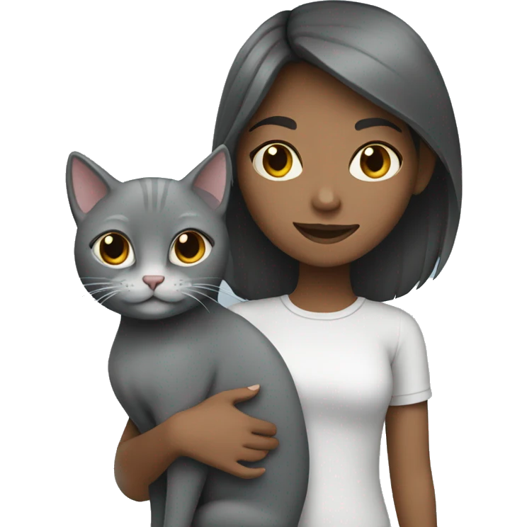 girl with grey cat emoji
