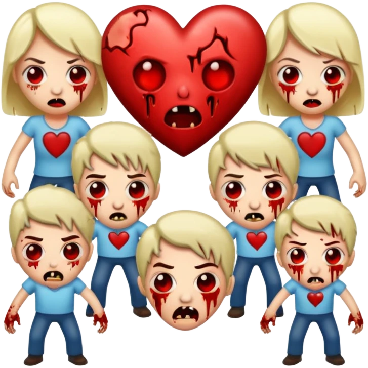 Zombies made out of heart emojies fighting emoji