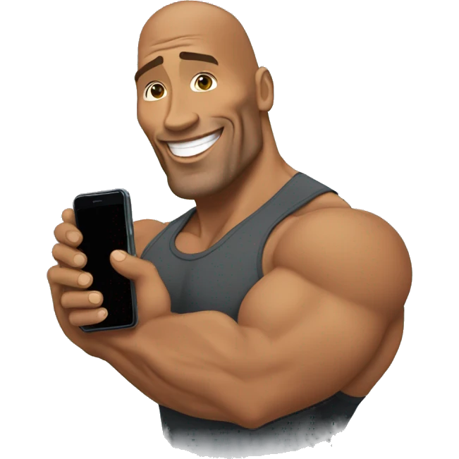 dwayne johnson holding a mobile phone emoji