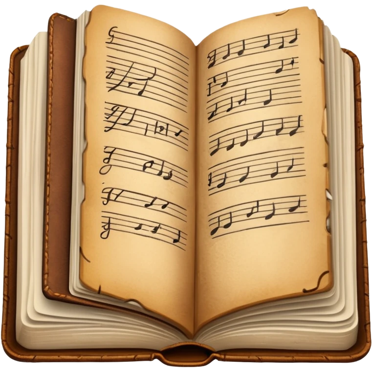 Open Brown leather bound book with scribbled notes inside emoji