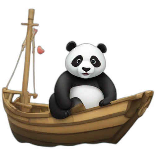 Panda sur bateau emoji
