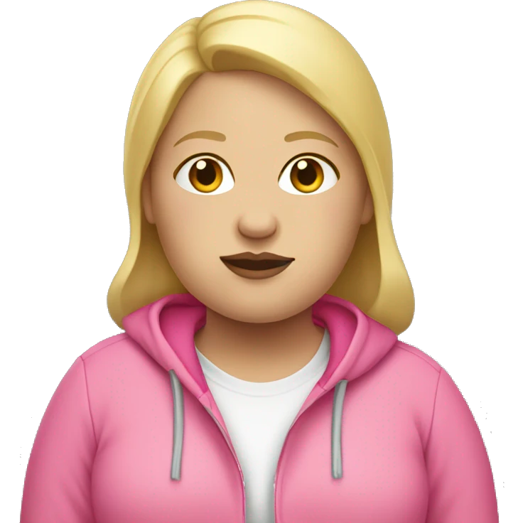 obese woman with blonde hair and pink hoodie emoji