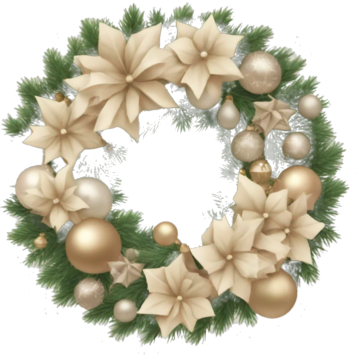 Pastel beige Christmas wreath emoji