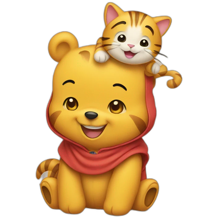 Winnie the Pooh with a cat costume smiling emoji