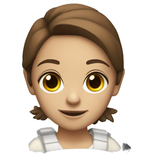 Cute girl with short brown hair driving a white Subaru XV  emoji