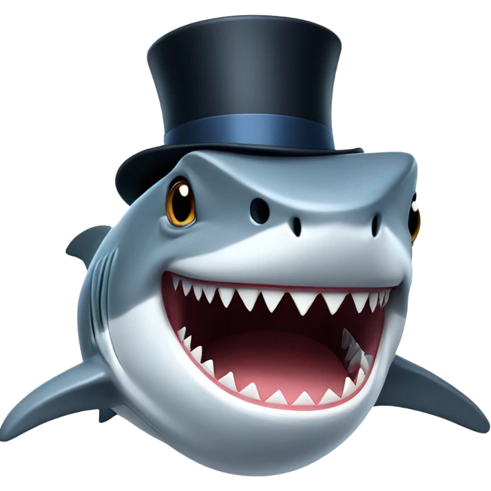 Shark with a top hat emoji