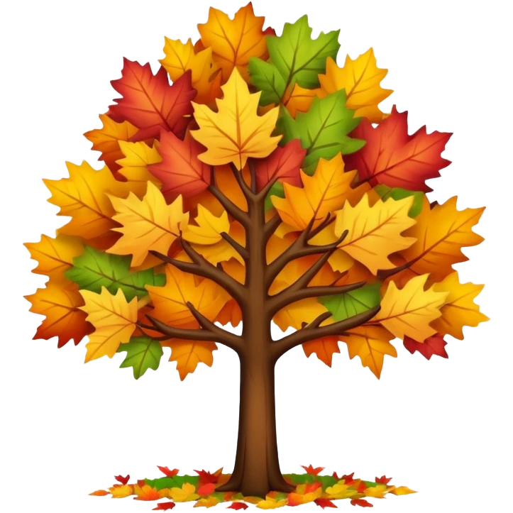 tree in the fall with colorful autumn leaves emoji