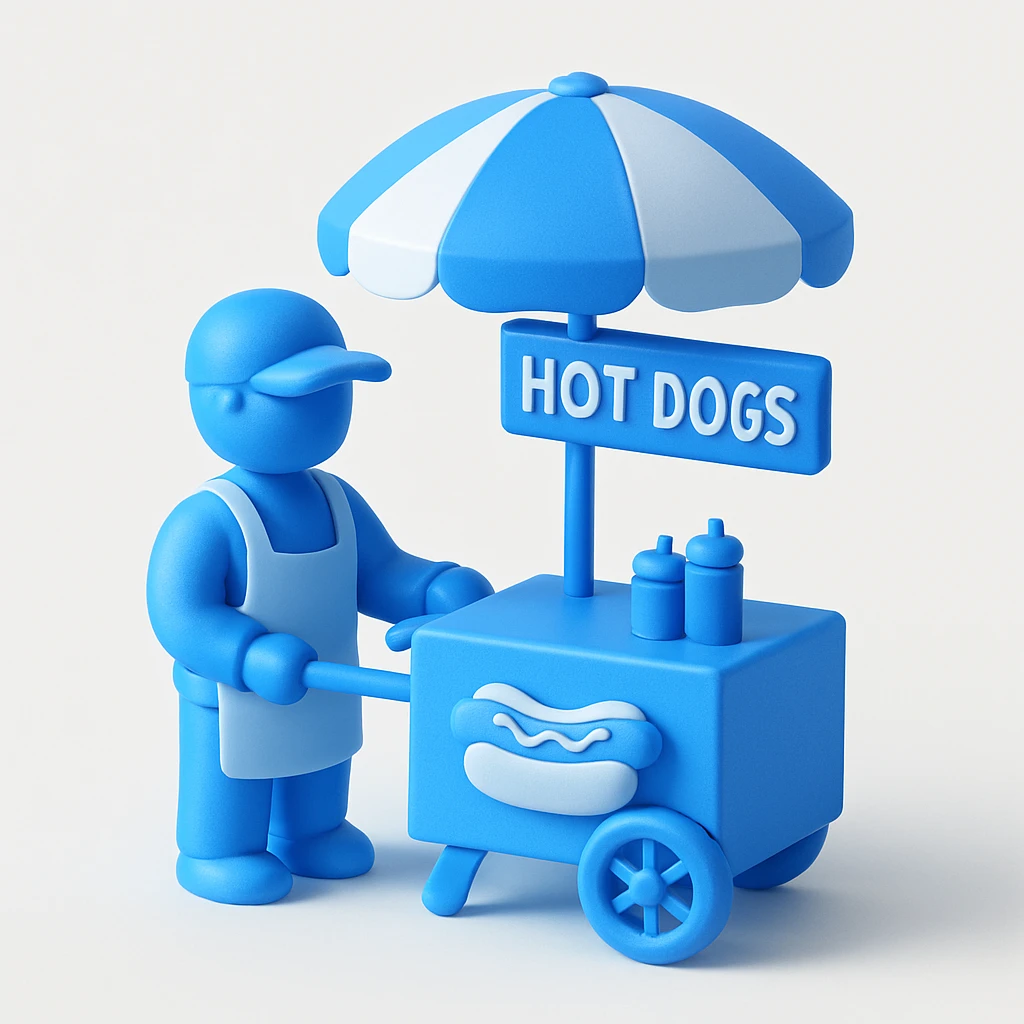 hotdog seller in New York with cart emoji