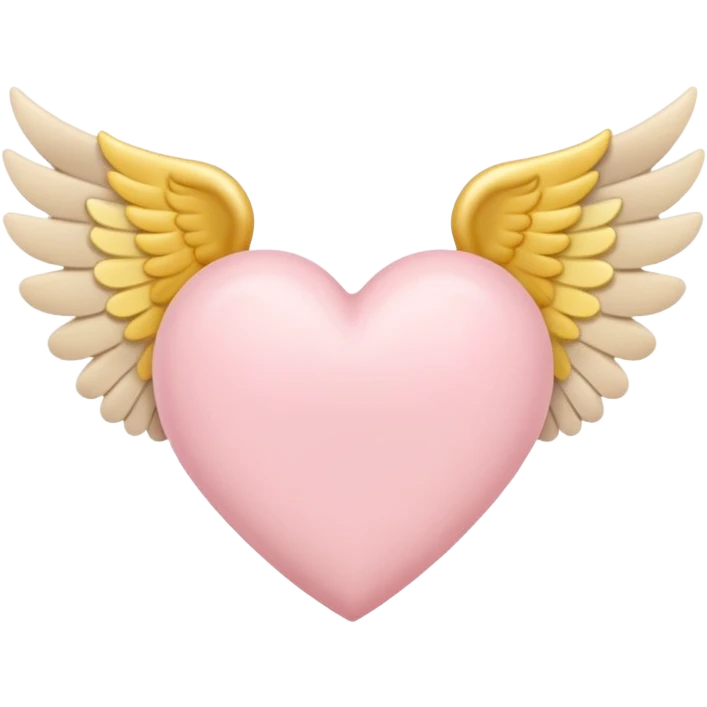 Heart with wings in soft pink, beige and yellow pastel colors emoji