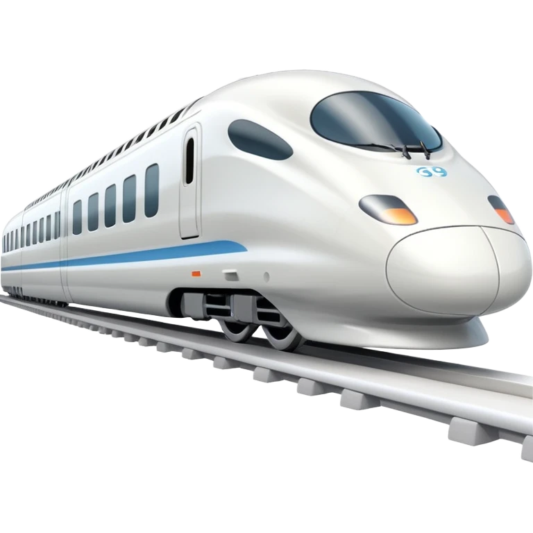 A 3D cartoon sleek white bullet train on tracks, high-speed motion blur, clean lighting, Memoji-style realism. emoji