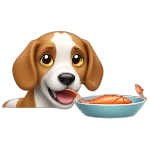 dog eating fish emoji
