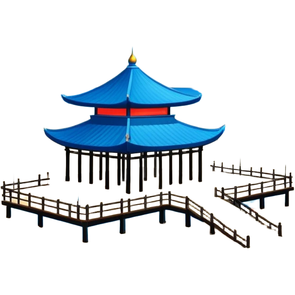 Beidaihe seaside resort beach with pavilion Hebei, simplified emoji style with bold outlines and bright colors, cartoon style beach with blue water emoji