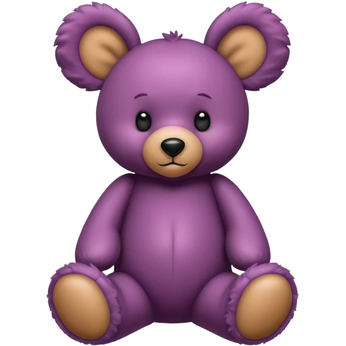 Isolated, incredibly large fluffy and intricately detailed digital illustration of the most incredibly adorable plum color teddy bear with big ears, one slightly floppy, figurine imaginable, toy style. emoji