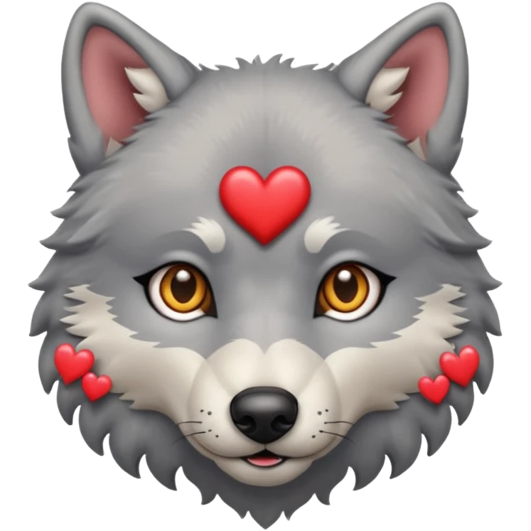 wolf with hearts in its eyes emoji
