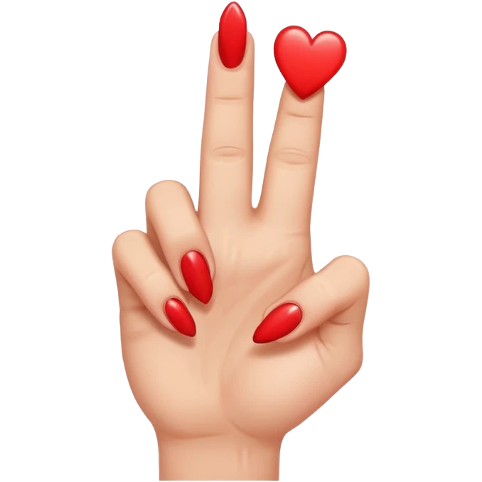 Middle finger emoji with a small heart on it's nail emoji