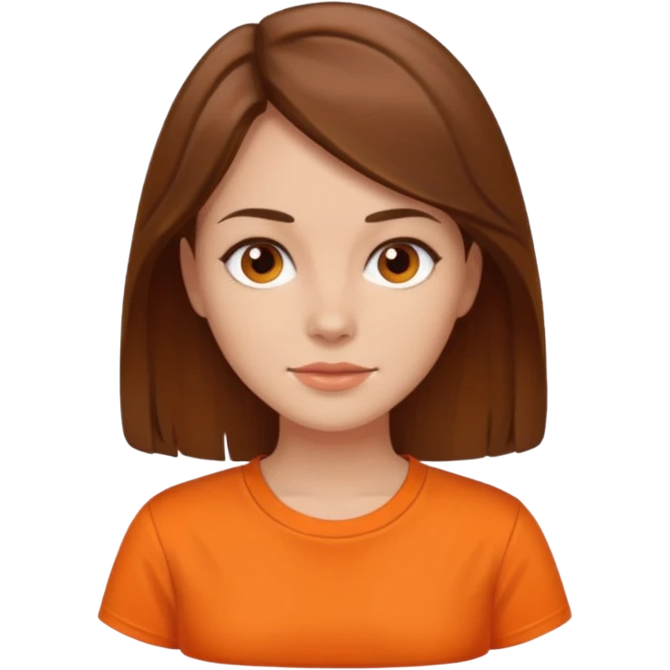 brown haired woman with orange shirt emoji