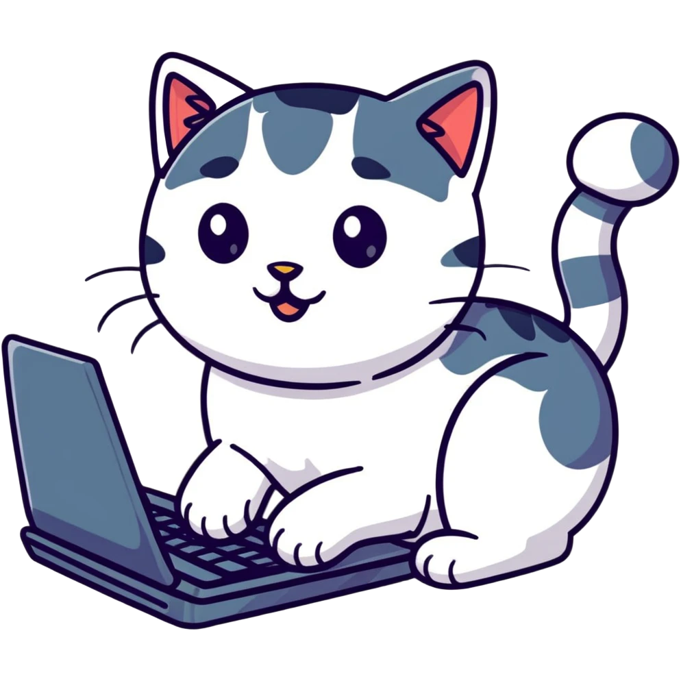 playful cat laying on computer keyboard emoji