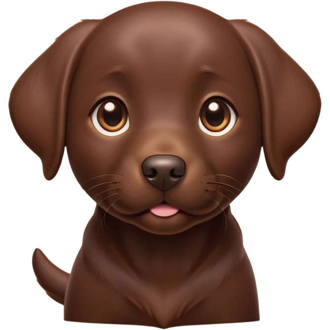 Cinematic Cute Chocolate Labrador Portrait Emoji, Head tilted playfully and inquisitively, featuring a sleek chocolate Fur with a lustrous sheen, round, sparkling brown eyes filled with curiosity, Simplified yet irresistibly adorable features, highly detailed, glowing with a warm, friendly glow, high shine, affectionate and spirited, stylized with a touch of whimsy, bright and endearing, soft glowing outline, capturing the essence of a mischievous yet loving companion, so playful it feels like it could dash out of the screen and into your arms! emoji
