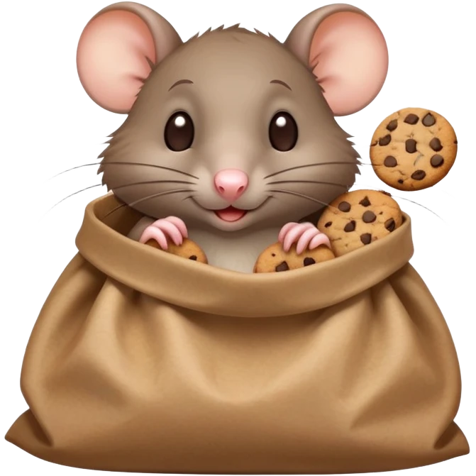 Rat in a bag eating cookies emoji