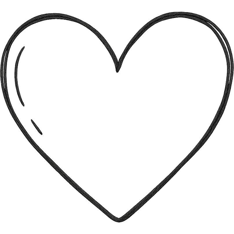 hand-drawn outlined heart emoji