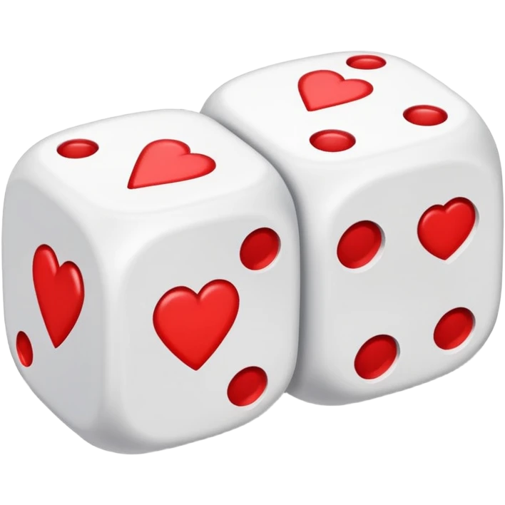 two dices in with red heart details emoji