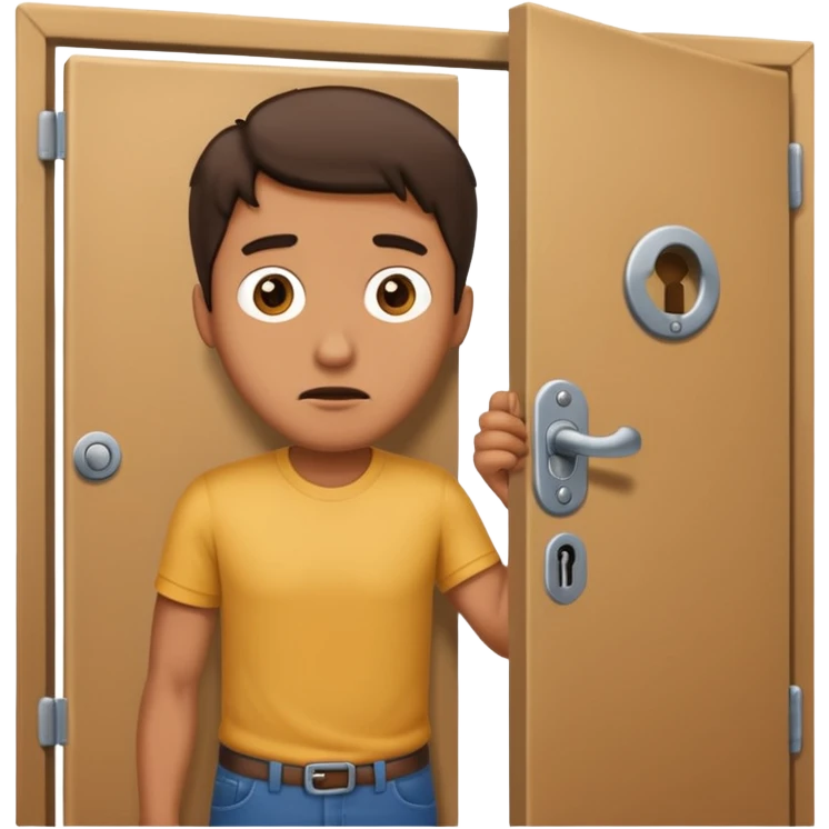 confused man pulling a locked door emoji