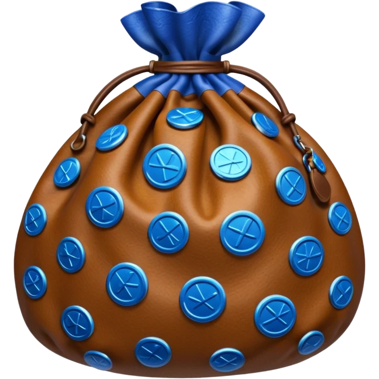 brown money bag of blue coins emoji