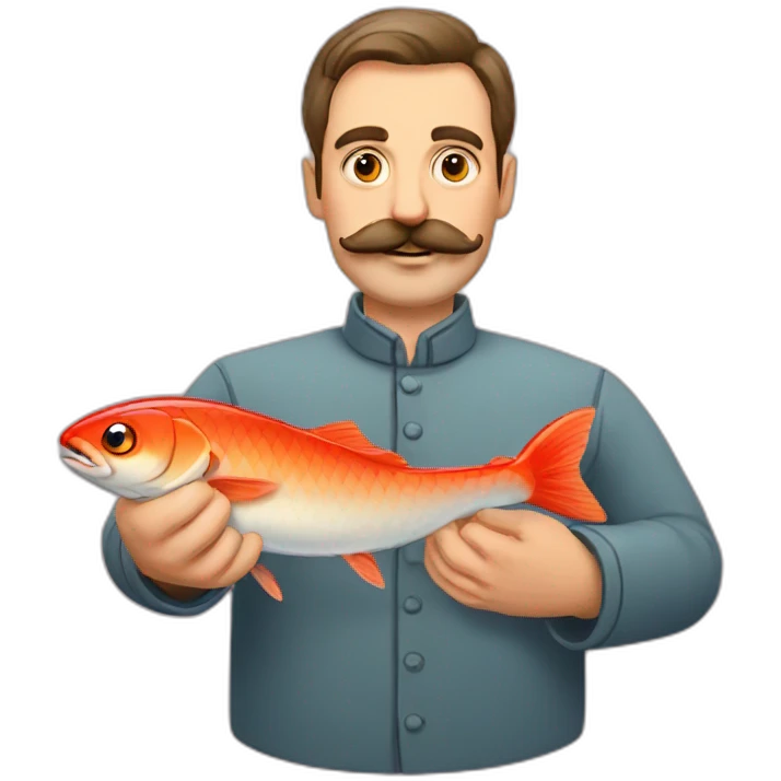 russian moustache husband with fish emoji