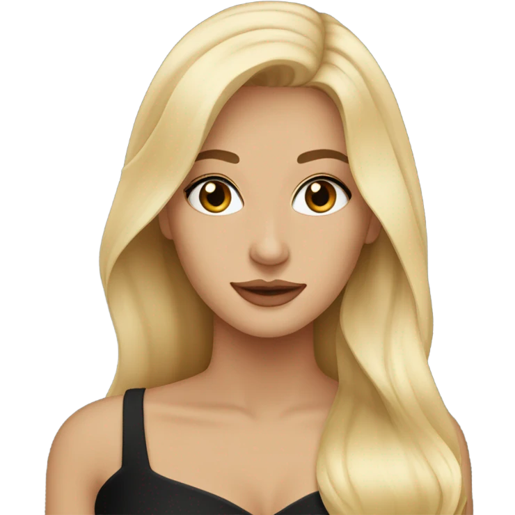 Gorgeous blonde woman, brown eyes, long hair, wearing a black gown emoji