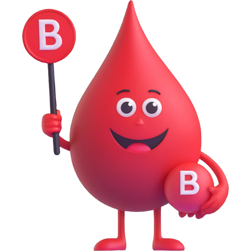 blood drop character holding a B.R.B. sign emoji