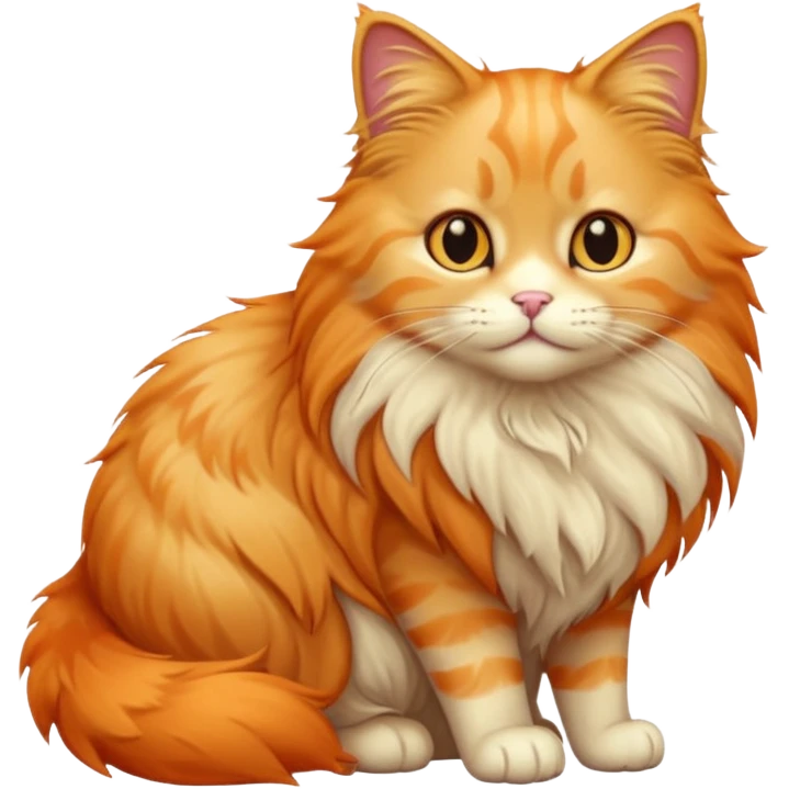 cat with long hair and light orange fur. full body.  emoji