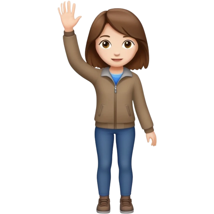 full body girl with brown hair standing up waving emoji
