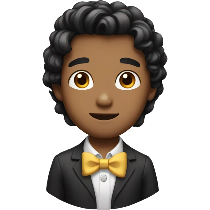 A boy with black hair with a bow on his head emoji
