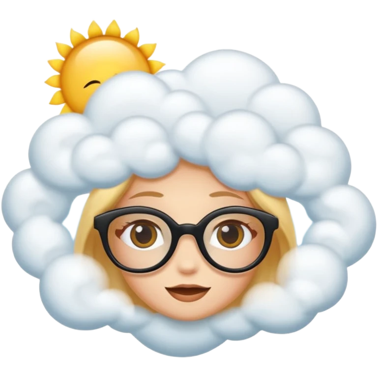 Una cara con lentes de sol oscuros que, en lugar de boca, tiene una pequeña línea curva muy relajada, y está flotando sobre una nube esponjosa o recostada en una hamaca que cuelga de las esquinas del emoji. emoji