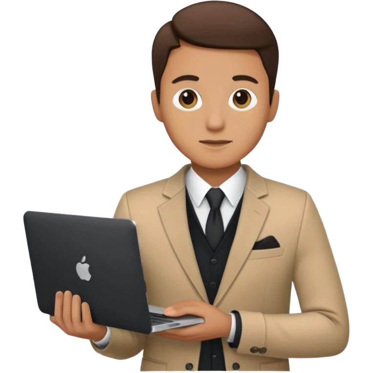 A marketer with a black macbook emoji