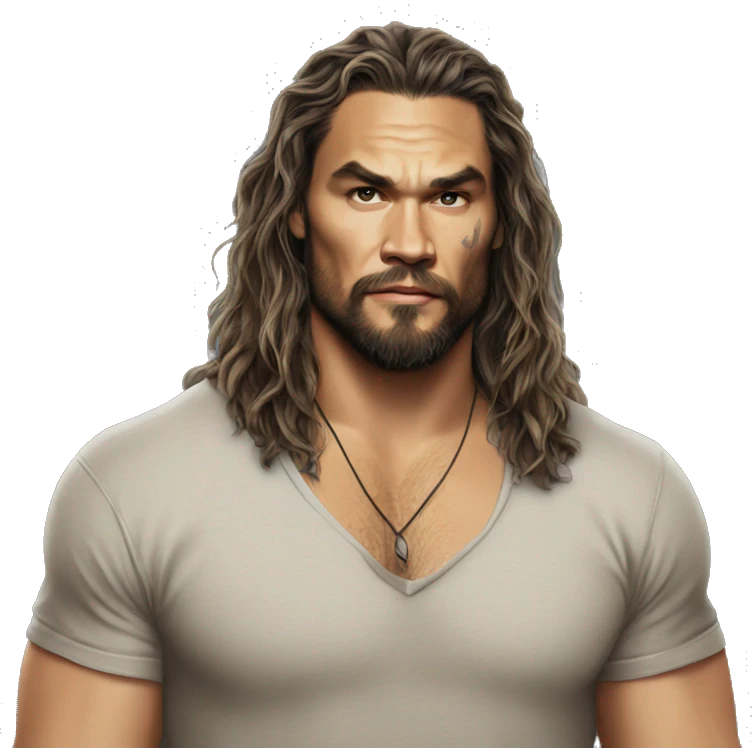 realistic jason momoa wearing tee emoji