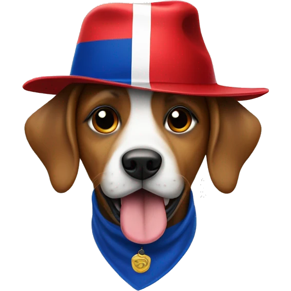 a dog with a hat that has a dominican flag on it  emoji