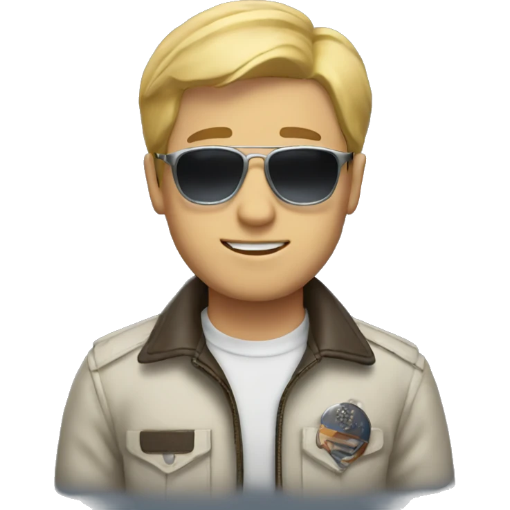 a guy with blond hair and aviator glasses. emoji