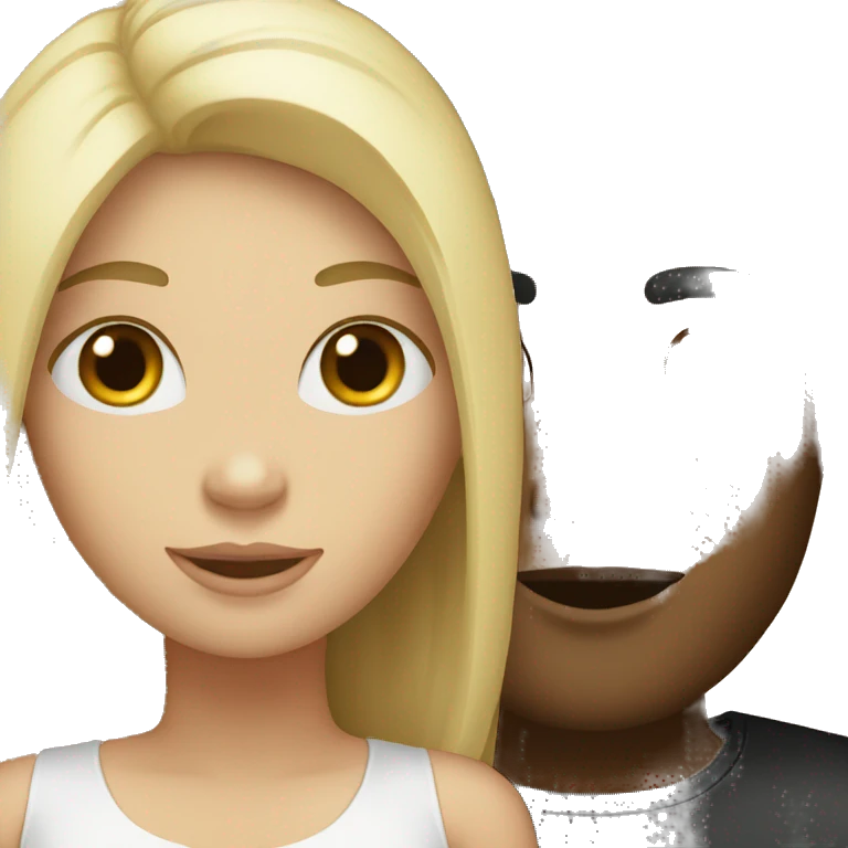 Black hair woman and blond white man  emoji