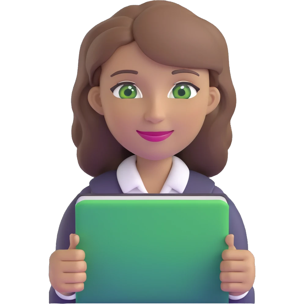 happy teacher with light brown hair and green eyes emoji