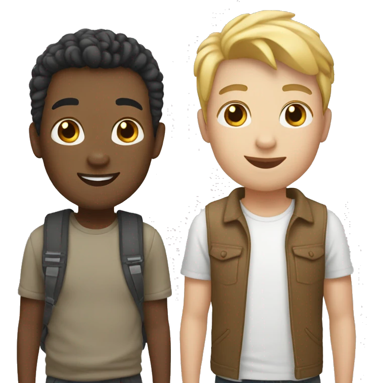 three white and asian friends emoji