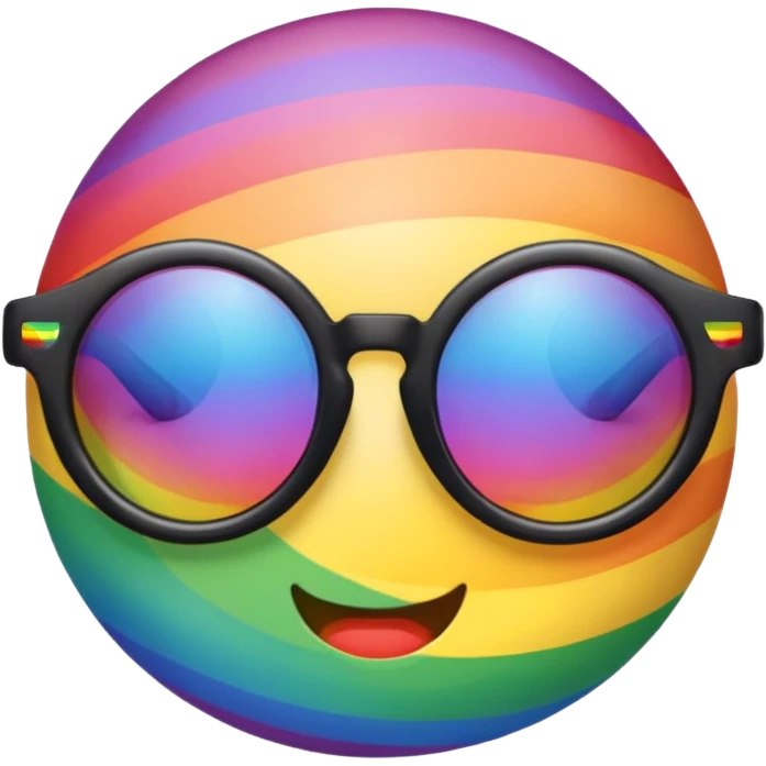 Pride sunglasses with rainbow reflection emoji